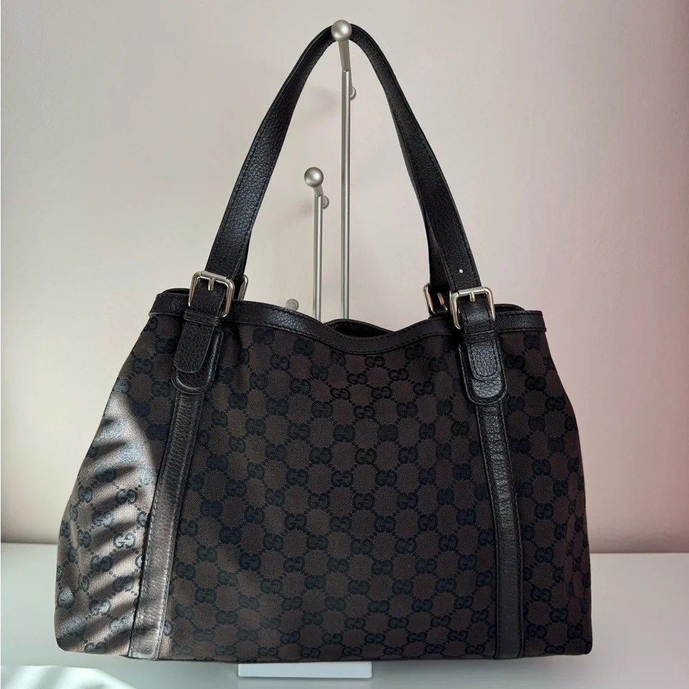 SOLD ON EBAY Gucci Brown and Black GG Canvas Shoulder Bag - Picture 2 of 7